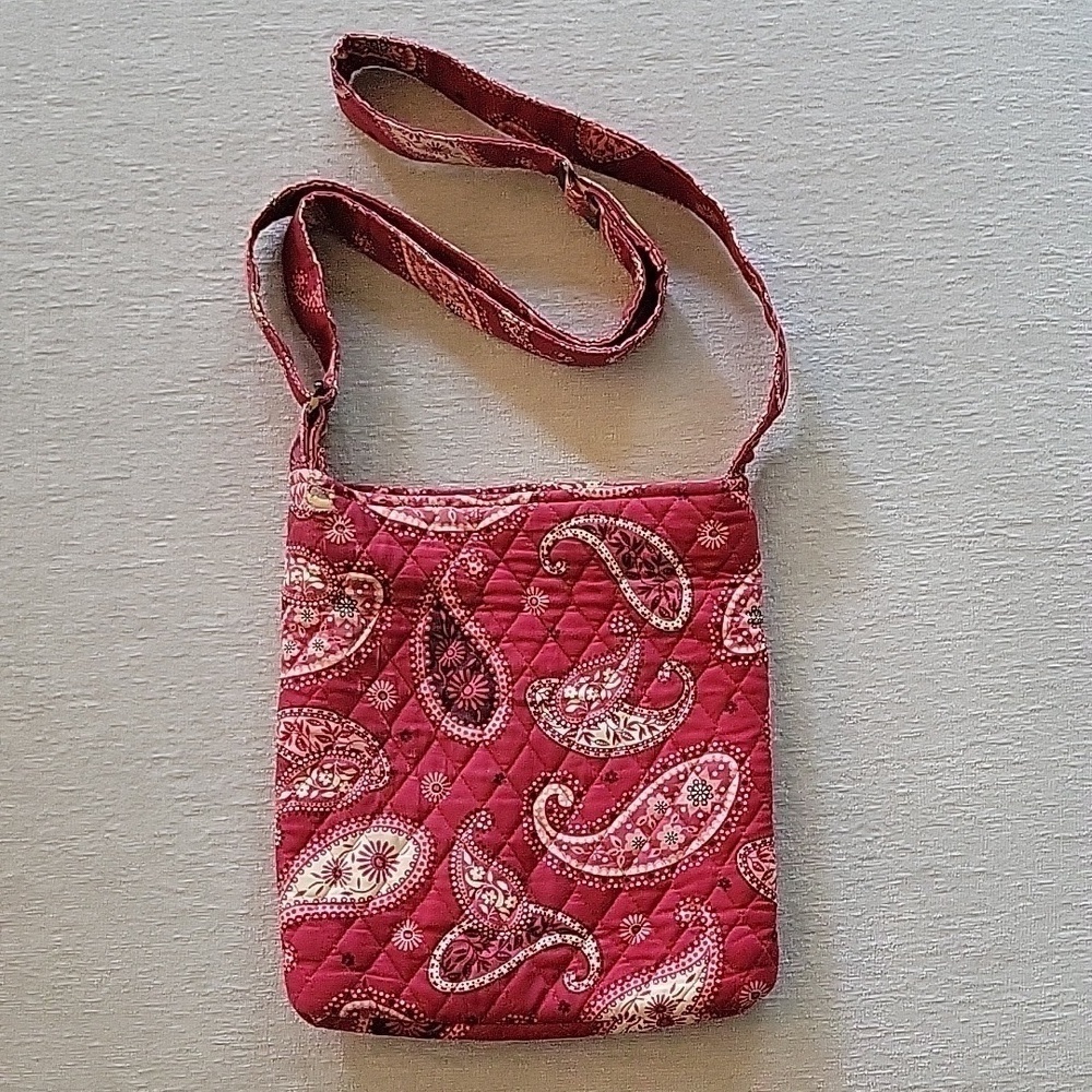 VERA BRADLEY shoulder bag with adj. strap.  Red bandana pattern.